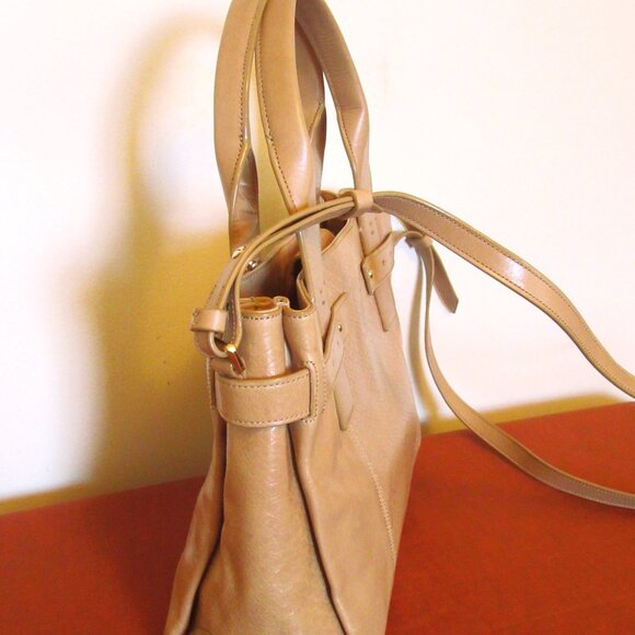 Original Cole Haan Honey Beige Genuine Leather Satchel Bag - Picture 3 of 9